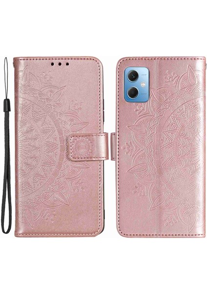Xiaomi Redmi Için Not 12 5g (Hindistan)/not 12 5g (Çin)/poco X5 5g Manyetik Toka Cep Telefonu Kapağı Mandala Çiçek Baskılı Pu Deri Flip Stant Cüzdanı Vasalı Altın (Yurt Dışından)