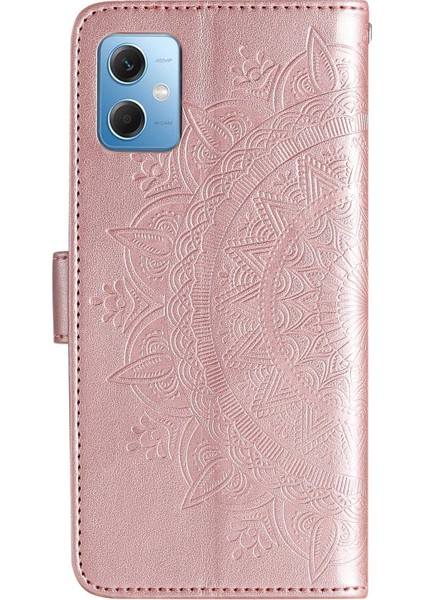 Xiaomi Redmi Için Not 12 5g (Hindistan)/not 12 5g (Çin)/poco X5 5g Manyetik Toka Cep Telefonu Kapağı Mandala Çiçek Baskılı Pu Deri Flip Stant Cüzdanı Vasalı Altın (Yurt Dışından)