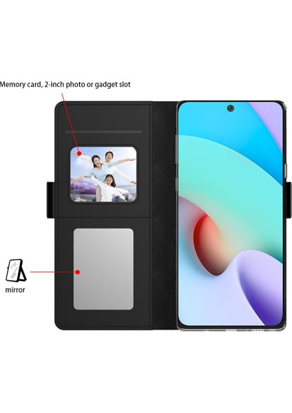 Xiaomi Için Redmi Note 12S 4g Pu Deri Stand Kılıf Kart Kartı Yuvası Telefon Kapağı Ayna Function-Black (Yurt Dışından)