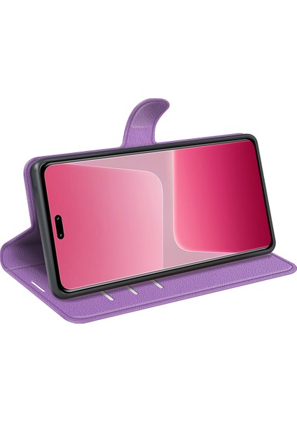 Xiaomi Için Pu Deri Kabuk 13 Lite/civi 2 5g Litchi Doku Telefon Kılıf Cüzdan Stand Flip Kapak-Moral (Yurt Dışından) fırsatları