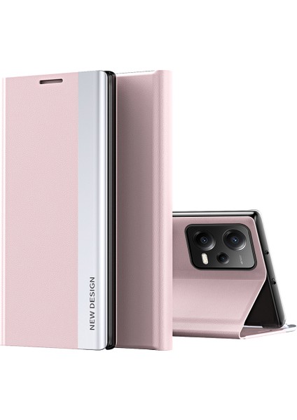 Xiaomi Için Poco X5 5g/redmi Note 12 5g (Global)/(Hindistan)/(Çin) Elektrapılaşma Telefon Kılıfı Pu Deri Stand Telefon Kapak Pembe (Yurt Dışından)