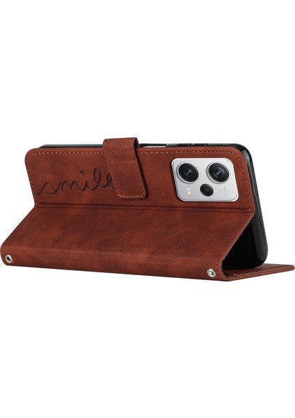 Xiaomi Redmi Için Note 12 Pro 5g/note 12 Pro Speed ​​5g/poco X5 Pro 5g Telefon Kapağı Baskılı Kalp Şekli Stand Cüzdan Telefon Deri Kılıf Strap-Brown (Yurt Dışından) indirimleri