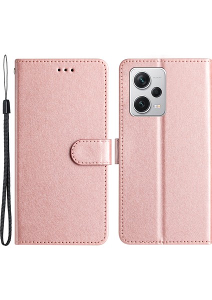 Xiaomi Redmi Için Note 12 Pro 5g/12 Pro Speed ​​5g/poco X5 Pro 5g Deri Flip Shell Cüzdan Stand Ipek Doku Telefon Kılıfı Gold (Yurt Dışından)