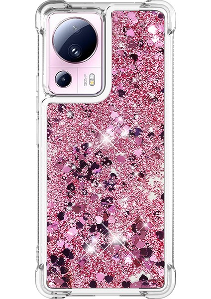 Xiaomi Için 13 Lite/civi 2 5g Yumuşak Tpu Kasa Sıvı Bling Pırıltılı Akışlı Telefon Kapak Çizgisi Altın/kalpler (Yurt Dışından) modelleri