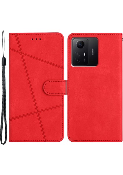 Cüzdan Deri Telefon Kılıfı Xiaomi Redmi Note 12S 4g Çılgın At Doku Basılı Çizgiler Stand Kapak Kırmızı (Yurt Dışından)