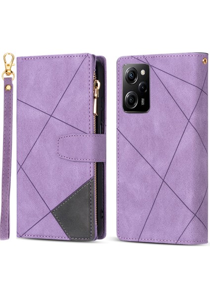 Xiaomi Poco X5 Pro 5g/redmi Için Note 12 Pro Speed ​​5g/note 12 Pro 5g Telefon Kılıfı Zipper Cep Pu Deri Kapak Morası (Yurt Dışından)