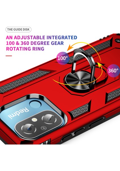 Xiaomi Redmi Için 12C 4g Telefon Kılıfı ile Ring Kickstand Şok Geçirmez Pc+Tpu Arka Kapak Kırmızısı (Yurt Dışından) modelleri