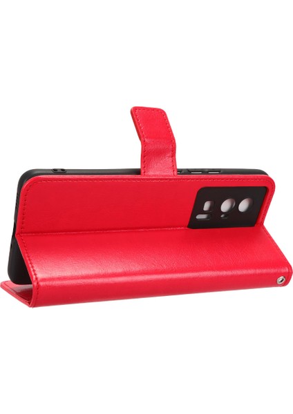 Xiaomi Poco F5 Pro 5g/redmi K60 Pro 5G/K60 5G/K60 Şampiyon Edition Çılgın At Doku Doku Stand Cüzdan Cep Telefonu Kapak Kayış Kırmızısı (Yurt Dışından) fırsatları