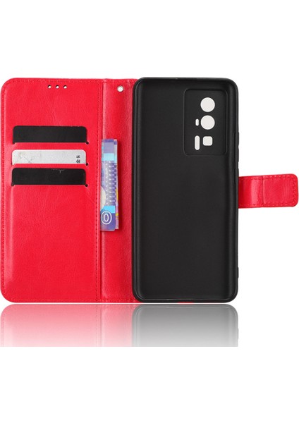 Xiaomi Poco F5 Pro 5g/redmi K60 Pro 5G/K60 5G/K60 Şampiyon Edition Çılgın At Doku Doku Stand Cüzdan Cep Telefonu Kapak Kayış Kırmızısı (Yurt Dışından) indirimleri