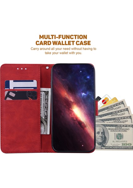 Xiaomi Redmi Için Deri Cüzdan Not 12 Turbo/poco F5 5g Geometri Baskılı Stand Telefon Kabuğu Mobil Case-Red (Yurt Dışından)