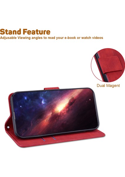 Xiaomi Redmi Için Deri Cüzdan Not 12 Turbo/poco F5 5g Geometri Baskılı Stand Telefon Kabuğu Mobil Case-Red (Yurt Dışından)