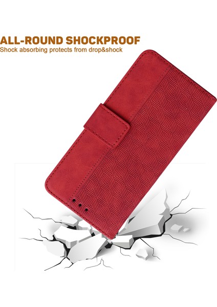 Xiaomi Redmi Için Deri Cüzdan Not 12 Turbo/poco F5 5g Geometri Baskılı Stand Telefon Kabuğu Mobil Case-Red (Yurt Dışından)
