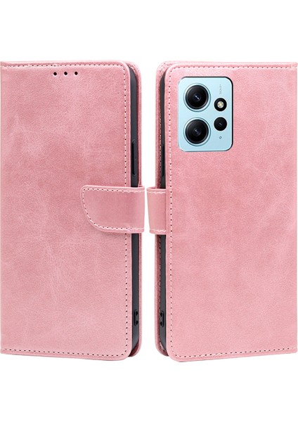 Xiaomi Için Redmi Not 12 4g Cüzdan Telefon Kılıfı Pu Deri Buzağı Doku Stand Kapak Gül Altın (Yurt Dışından)