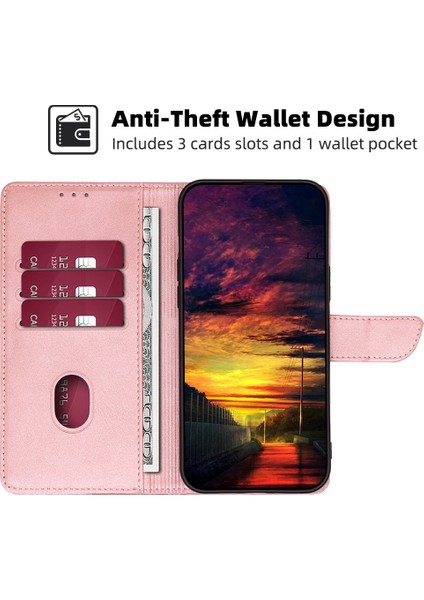 Xiaomi Için Redmi Not 12 4g Cüzdan Telefon Kılıfı Pu Deri Buzağı Doku Stand Kapak Gül Altın (Yurt Dışından)