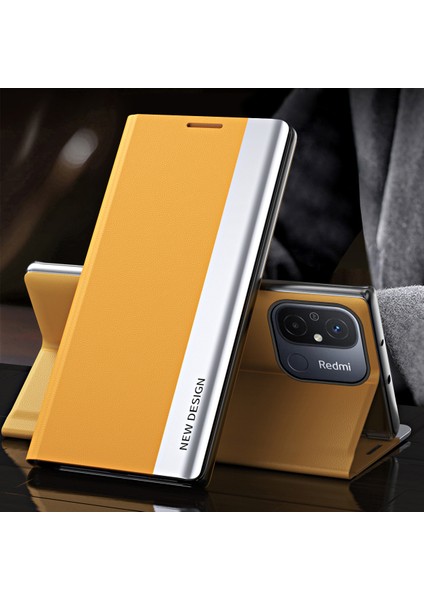 Xiaomi Redmi Için 12C 4g Pu Deri Deri Flip Stand Telefon Kapağı Elektrogülasyon Şok Geçirmez Kılıf Sarı (Yurt Dışından) indirimleri