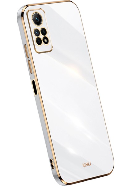 Xiaomi Redmi Için Xinli Note 12 Pro 4g Tpu Telefon Kılıfı Elektrokaplanmış Altın Edge Anti-Çizgiye Dönüş Kapak-Beyaz (Yurt Dışından)