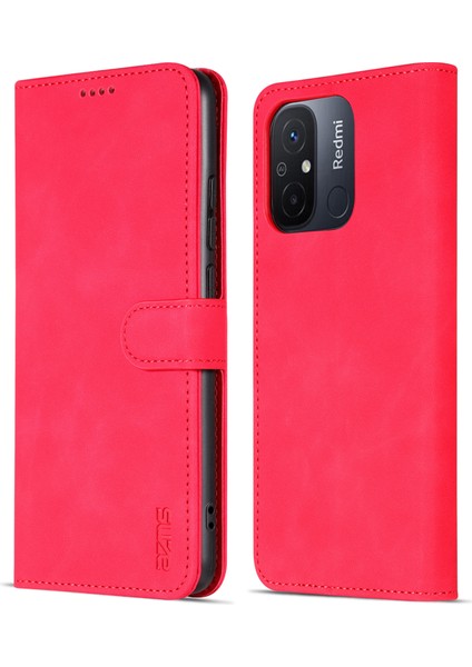 Xiaomi Poco C55 4g/redmi 11A 4g/redmi 12C 4g Deri Telefon Kapağı Standı Cüzdan Case-Red (Yurt Dışından)