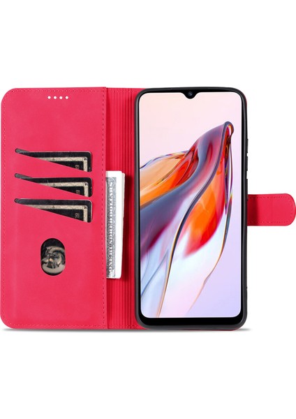 Xiaomi Poco C55 4g/redmi 11A 4g/redmi 12C 4g Deri Telefon Kapağı Standı Cüzdan Case-Red (Yurt Dışından)