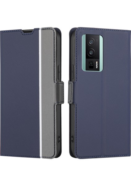Xiaomi Poco F5 Pro 5g/redmi K60 Pro 5G/K60 5g Deri Çift Manyetik Toka Cep Telefonu Kapak Kartı Tutucu Mavisi (Yurt Dışından)