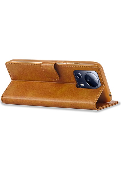 Xiaomi 13 Lite/civi 2 5g Stand Pu Deri Telefon Kılıf Cüzdan Doku Telefon Kapak Işık Kahverengi (Yurt Dışından) modelleri