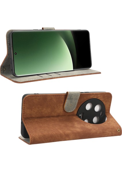 Xiaomi 13 Ultra Cüzdan Stand Telefon Kapağı Rfıd Bloke Deri Telefon Kılıfı Strap-Brown (Yurt Dışından) fırsatları
