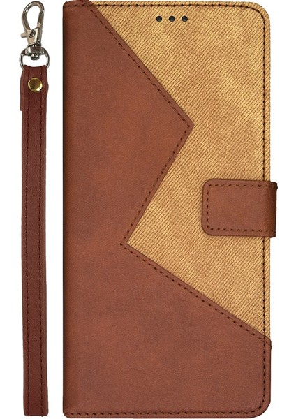 Xiaomi Redmi Için Note 12 Pro 5g/note 12 Pro Speed ​​5g/poco X5 Pro 5g Renkli Ekleme Pu Deri Kart Yuvaları Kapak Standı Manyetik Kapatma Flip Telefon Kılıfı Strap-Brown (Yurt Dışından) modelleri