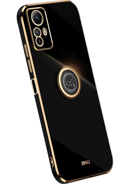 Xiaomi Redmi Için Xinli Not 12S 4g Yüzük Kickstand Tpu Telefon Kapağı Elektrumanlı Telefon Kılıfı Black (Yurt Dışından)