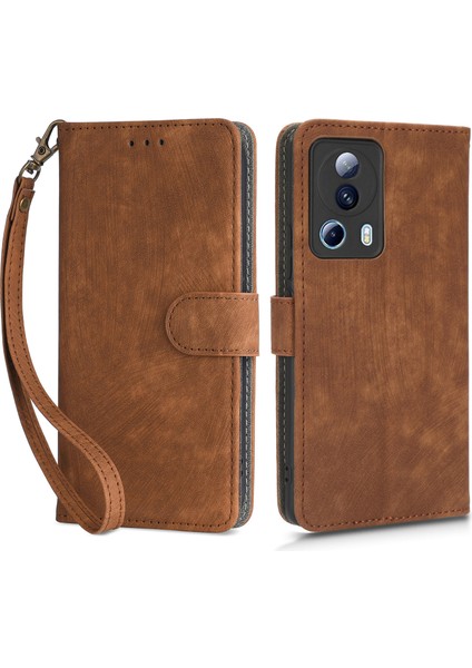 Xiaomi 13 Lite/civi 2 5g Cüzdan Telefon Kılıfı Rfıd Engelleme Standı Stand Strap-Brown ile Telefon Deri Kapağı (Yurt Dışından)