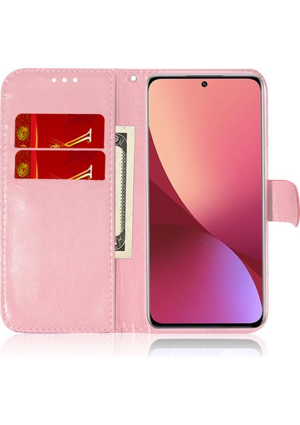 Xiaomi Için 13 Lite/civi 2 5g Pu Deri Cüzdan Telefon Kılıf Göz Kamaştırıcı Çiçek Desen Flip Stand Şok Geçirmez Kabuk-Pembe (Yurt Dışından) modelleri