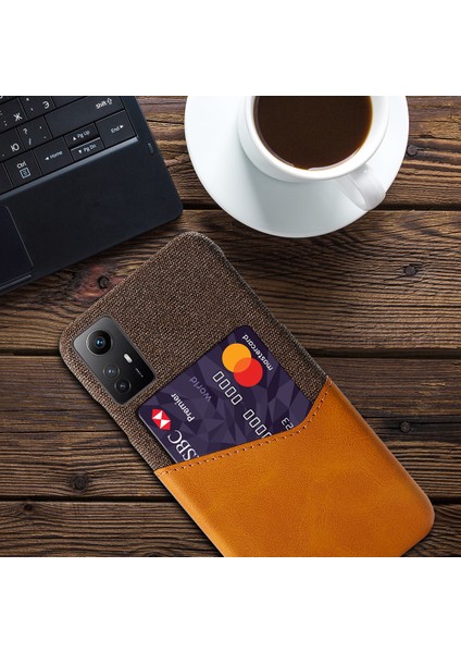 Xiaomi Redmi Için Not 12S 4g Kart Tutucu Telefon Kılıfı Doku Doku Deri Kaplamalı Pc Kapak-Orange (Yurt Dışından)