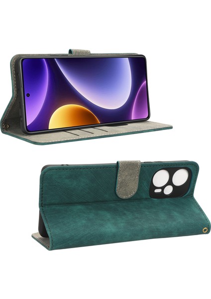 Xiaomi Için Redmi Note 12 Turbo 5g/poco F5 5g Pu Deri Stand Telefon Kılıfı Rfıd Blowantıce Cezet Kapak Kullanım Yeşili (Yurt Dışından)
