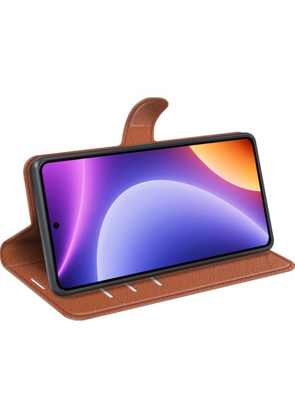Xiaomi Redmi Için Stand Kılıfı Not 12 Turbo/poco F5 5g Pu Deri Litchi Doku Doku Cüzdan Telefon Kapak-Kahverengi (Yurt Dışından) modelleri