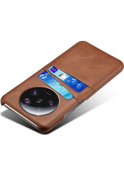 Xiaomi Için 13 Ultra Telefon Kapağı Çift Kart Yuvaları Pu Deri Kapalı Sabit Pc Telefon Geri Brown (Yurt Dışından) modelleri