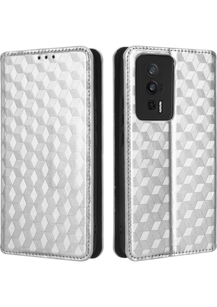 Xiaomi Için Şok Geçirmez Telefon Kılıfı Poco F5 Pro 5g/redmi K60 Pro 5G/K60 5G/K60 Şampiyon Edition Flip Deri Telefon Kapağı Standı Stand Cüzdan-Silver (Yurt Dışından)