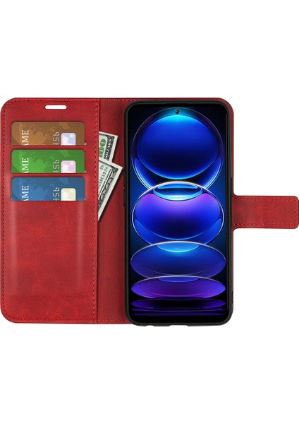 Xiaomi Redmi Için Cep Telefonu Kapağı Not 12 5g (Global)/(Hindistan)/(Çin)/poco X5 5g Pu Deri Buzağı Doku Standı Cüzdan Manyetik Flip Telefon Kasası (Yurt Dışından) modelleri