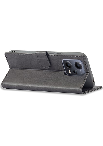 Xiaomi Redmi Için Note 12 Pro 5g/12 Pro Speed ​​5g/poco X5 Pro 5g Deri Telefon Kılıf Buzağı Doku Cüzdan Stand Şok Geçirmez Kapak Grey (Yurt Dışından)