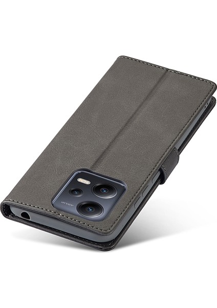 Xiaomi Redmi Için Note 12 Pro 5g/12 Pro Speed ​​5g/poco X5 Pro 5g Deri Telefon Kılıf Buzağı Doku Cüzdan Stand Şok Geçirmez Kapak Grey (Yurt Dışından)