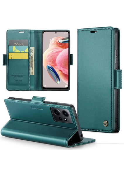Xiaomi Redmi Için Deri Kılıf Not 12 4g Rfıd Stand Cüzdan-Yeşil ile Telefon Kapağı (Yurt Dışından)