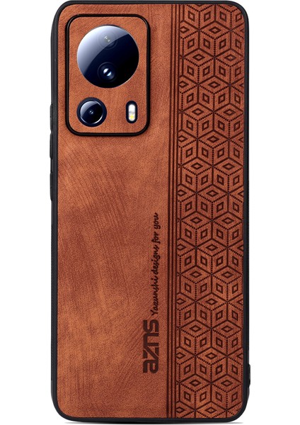 Xiaomi 13 Lite/civi 2 5g Anti-Çizelge Anti-Çizelge Kılıfı Baskılı Pu Deri Kaplamalı Tpu Arka Kapak Kahverengi (Yurt Dışından)
