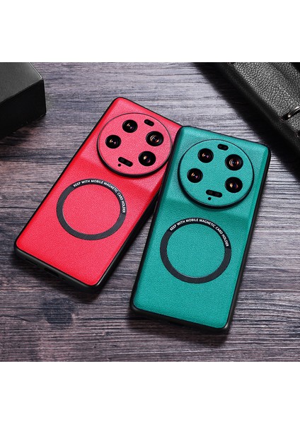 Xiaomi 13 Ultra Manyetik Kasa Magsafe Pu Deri Kaplamalı Pc+Tpu Telefon Kapak-Kırmızı (Yurt Dışından) fırsatları