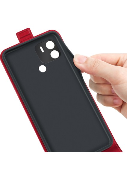 Xiaomi Için Redmi A1+ 4g/a2+ 4g/poco C50 4g Pu Deri Dikey Flip Telefon Kasası Çılgın At Doku Kartı Tutucu Anti-Drop Kapak-Kırmızı (Yurt Dışından)