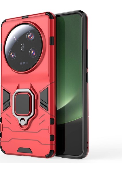 Xiaomi 13 Ultra Kickstand Anti-Drop Telefon Kılıfı Yumuşak Tpu Sabit Pc Telefon Kapak-Kırmızı (Yurt Dışından)