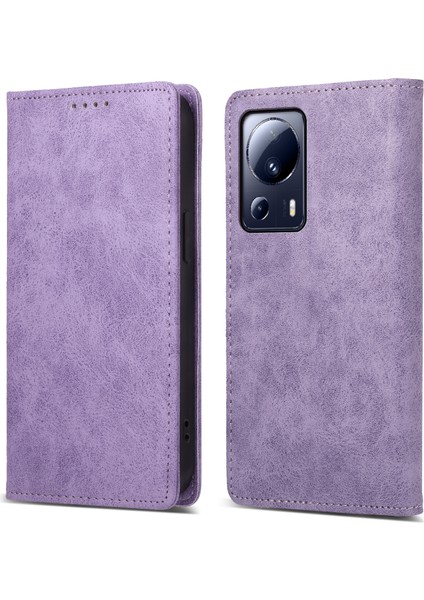 Df-05 Xiaomi Için Cep Telefon Kılıfı 13 Lite/civi 2 5g, Cüzdan Pu Deri Anti-Çizelge Rfıd Engelleme Stand Kapak-Mor (Yurt Dışından)
