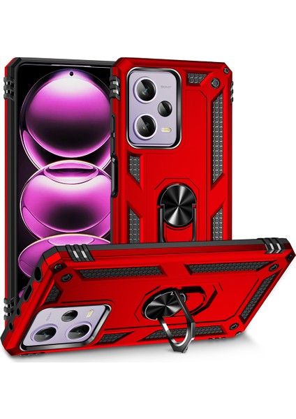 Xiaomi Redmi Için Ring Tutucu Kickstand Telefon Kılıfı Not 12 Pro 5g/note 12 Pro Speed ​​5g/poco X5 Pro 5g, Tpu+Pc Hibrid Kapak-Kırmızı (Yurt Dışından)