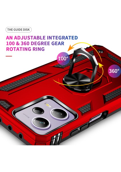 Xiaomi Redmi Için Ring Tutucu Kickstand Telefon Kılıfı Not 12 Pro 5g/note 12 Pro Speed ​​5g/poco X5 Pro 5g, Tpu+Pc Hibrid Kapak-Kırmızı (Yurt Dışından)