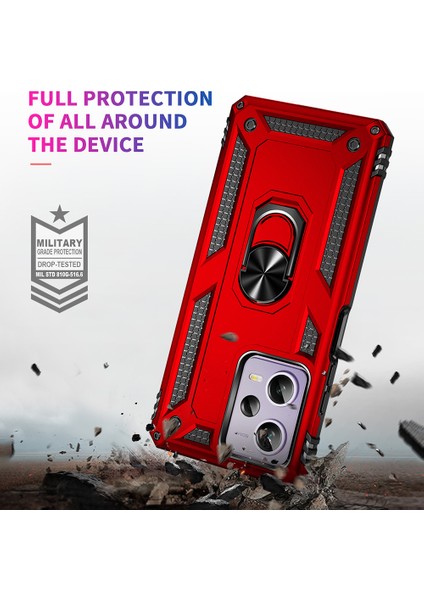 Xiaomi Redmi Için Ring Tutucu Kickstand Telefon Kılıfı Not 12 Pro 5g/note 12 Pro Speed ​​5g/poco X5 Pro 5g, Tpu+Pc Hibrid Kapak-Kırmızı (Yurt Dışından)