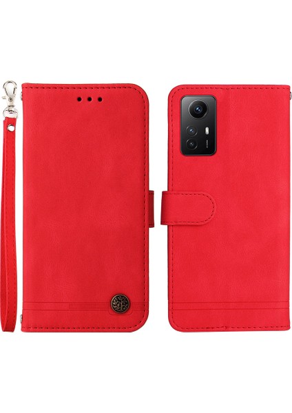 Xiaomi Için Redmi Note 12S 4g Cilt Touch Telefon Kılıfı Baskılı Çizgiler Stand Pu Deri Cüzdan Kapak-Kırmızı (Yurt Dışından)