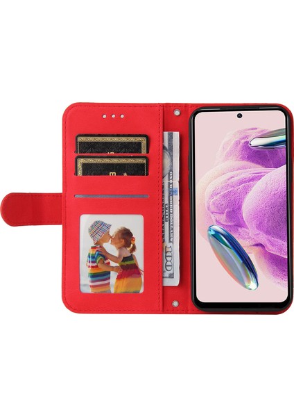 Xiaomi Için Redmi Note 12S 4g Cilt Touch Telefon Kılıfı Baskılı Çizgiler Stand Pu Deri Cüzdan Kapak-Kırmızı (Yurt Dışından) modelleri