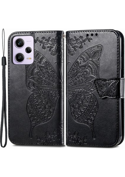 Xiaomi Redmi Için Flip Cüzdan Kılıfı Not 12 Pro 5g/not 12 Pro Speed ​​5g/poco X5 Pro 5g, Pu Deri Baskılış Stand Telefon Kapak Black (Yurt Dışından)
