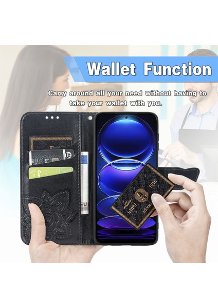 Xiaomi Redmi Için Flip Cüzdan Kılıfı Not 12 Pro 5g/not 12 Pro Speed ​​5g/poco X5 Pro 5g, Pu Deri Baskılış Stand Telefon Kapak Black (Yurt Dışından) fırsatları